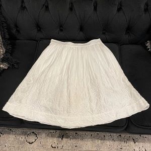 Anthropologie white embroidered skirt, white on white, size 4
